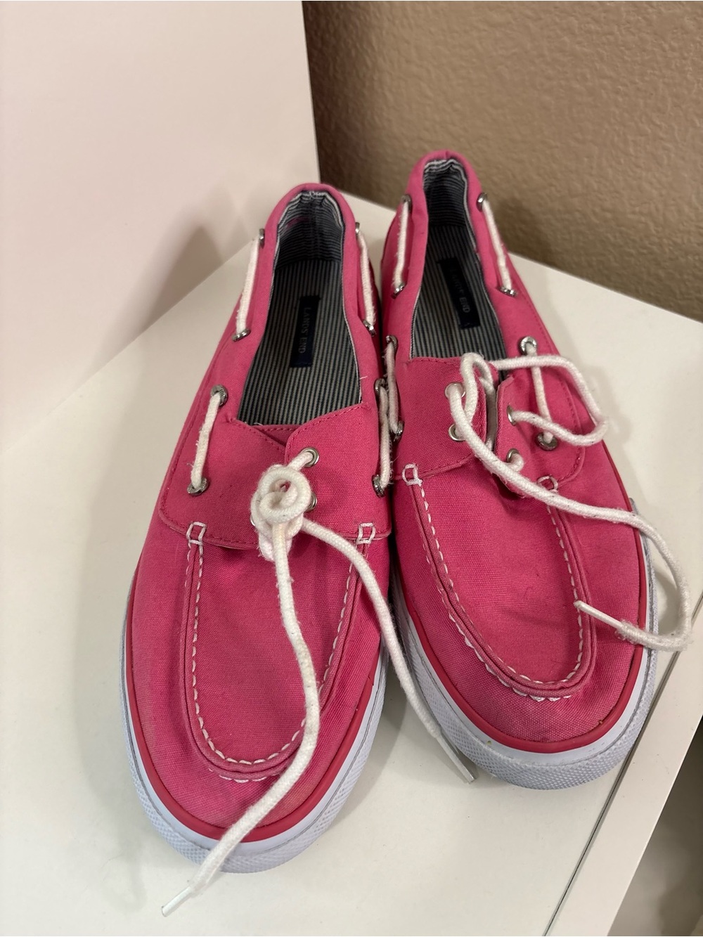 Lands’ End Pink Canvas Boat Shoes Nautical Deck Shoes Women’s 11B - Picture 10 of 10
